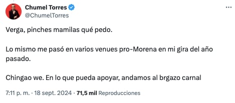 Chumel Torres sale en defensa de Adrián Marcelo