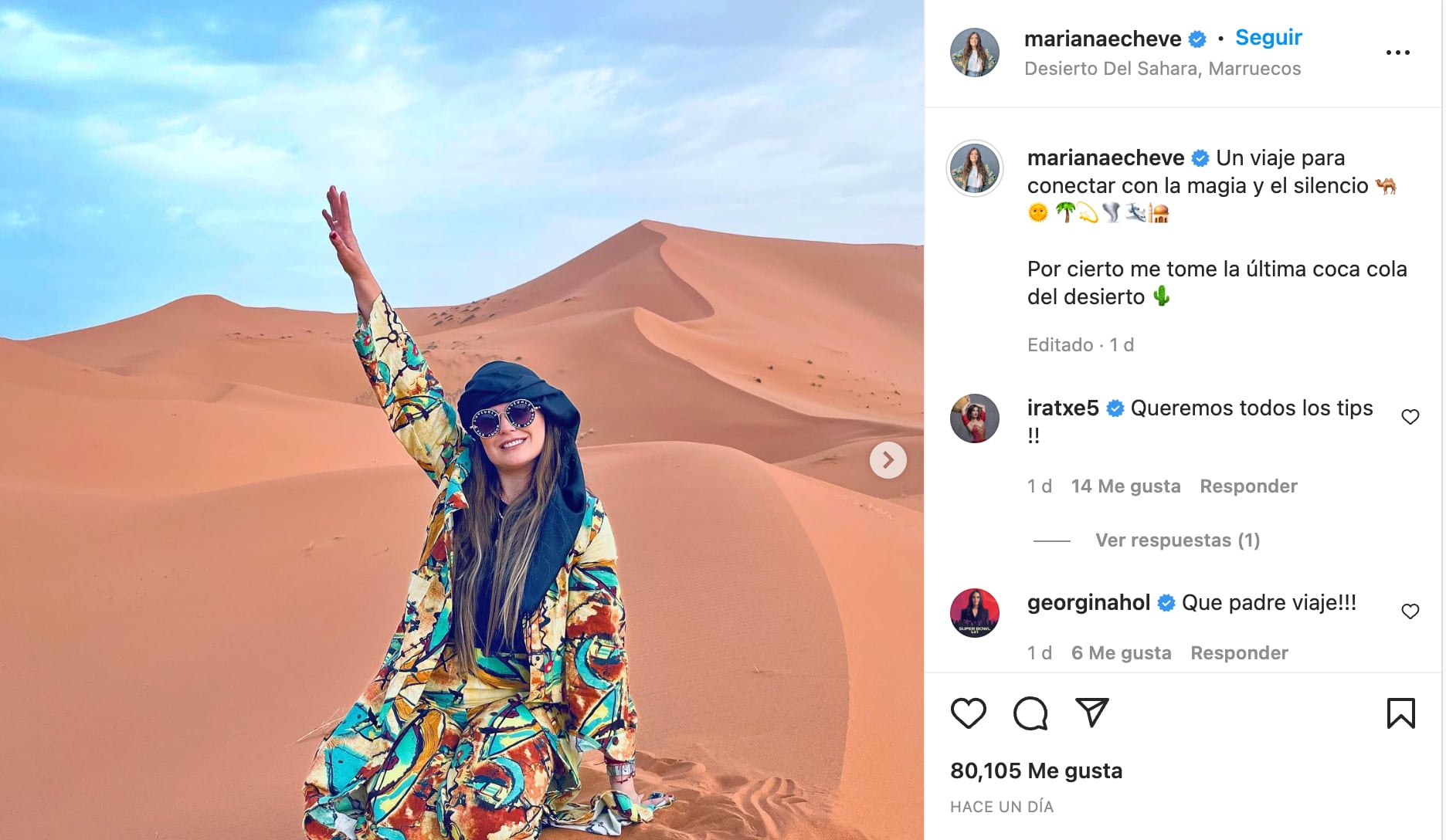 Mariana Echeverría viajó a Marruecos