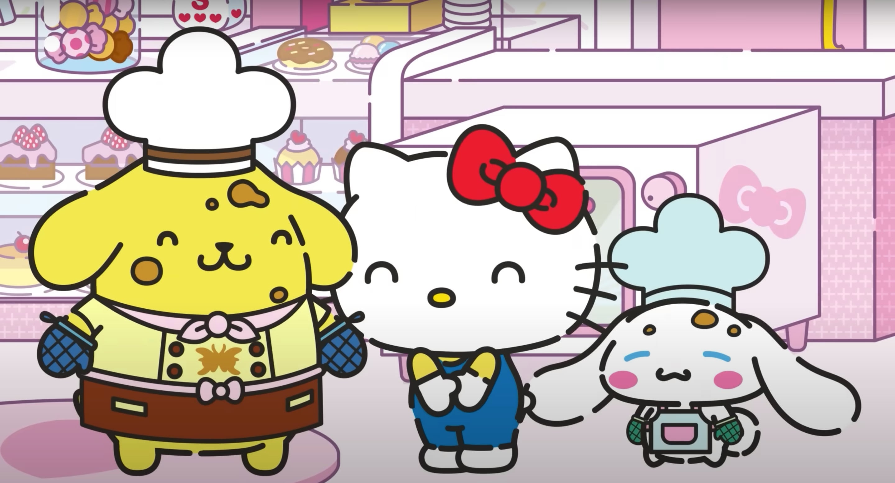 Cinnamoroll y Pompompurin compiten en un concurso de cocina