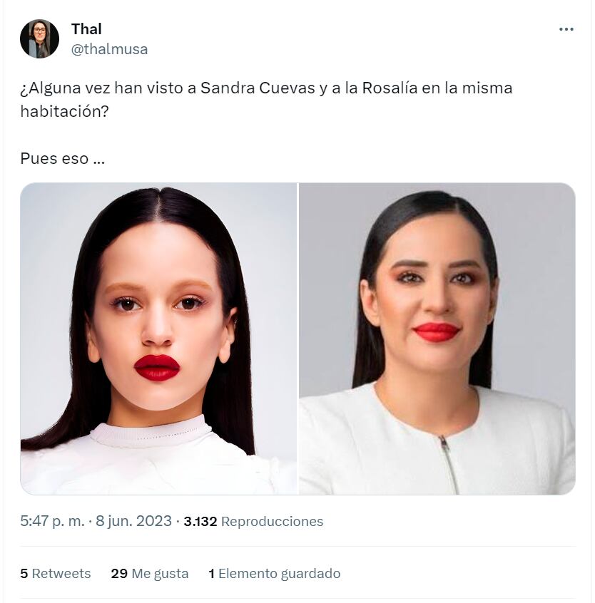 Memes del parecido entre Rosalía y Sandra Cuevas