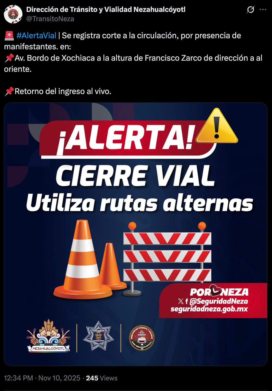 Bloqueo del Bordo Xochiaca en Nezahualcóyotl