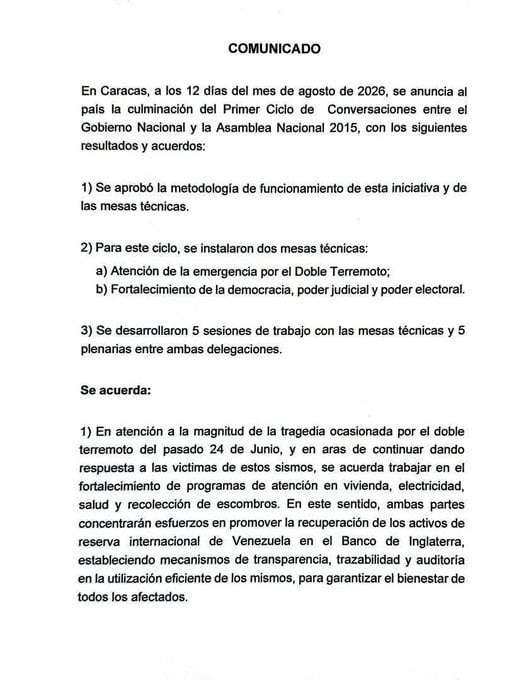 Acuerdo entre gobierno de Venezuela y oposición: estos son los puntos clave