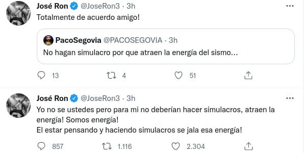 José Ron culpa al simulacro del sismo
