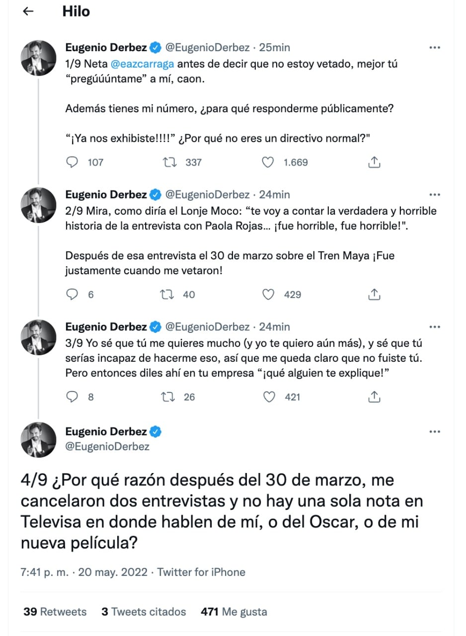 Eugenio Derbez, hilo