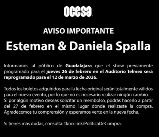 OCESA se compromete a reembolsar boletos