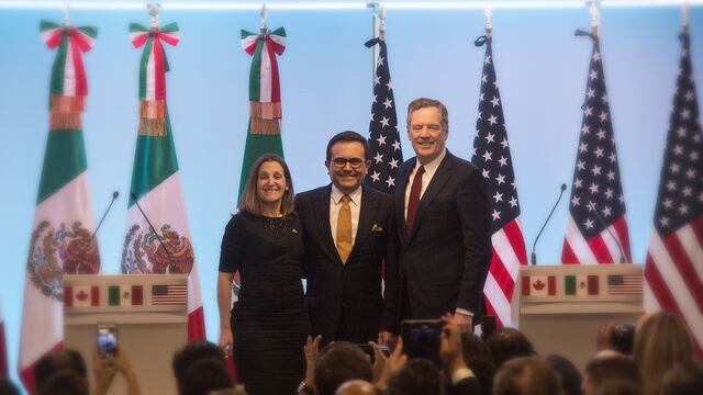 Chrystia Freeland, Ildefonso Guajardo y Robert Lighthizer