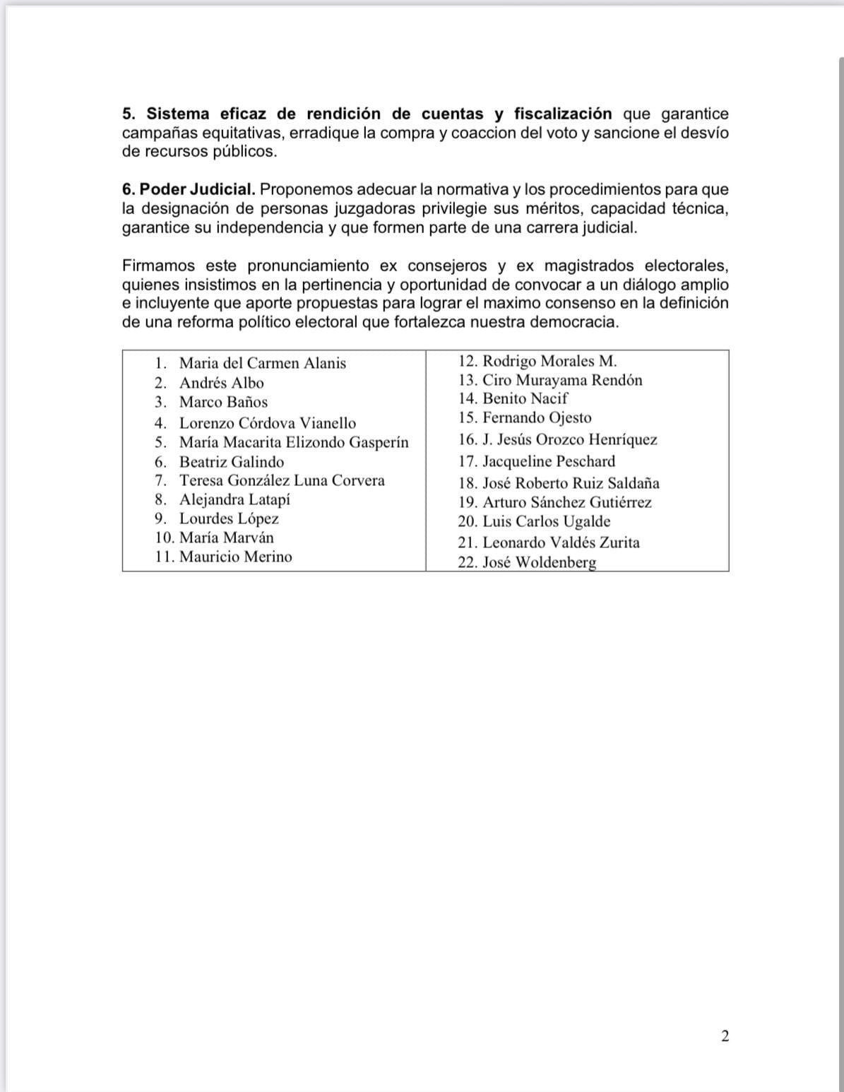 Exconsejeros del INE y exmagistrados piden Reforma Electoral basada en diálogo, consenso e integridad democrática