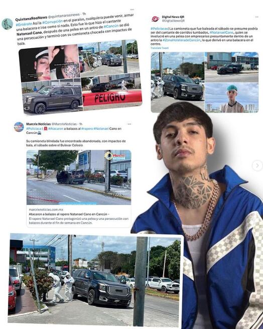 Encuentran baleada camioneta de Natanael Cano