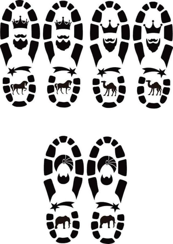 Plantillas de huella de los Reyes Magos