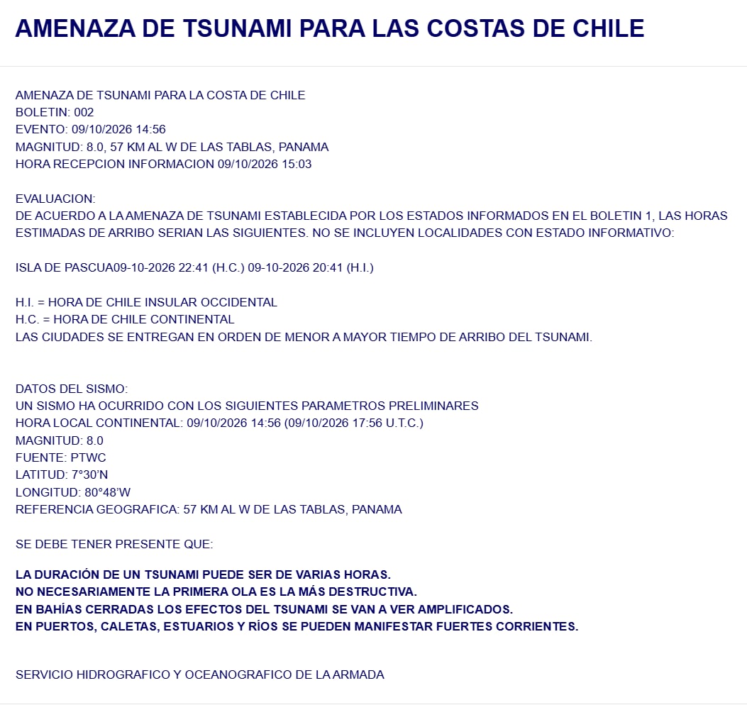 Alerta de tsunami en varios países por sismo en Panamá