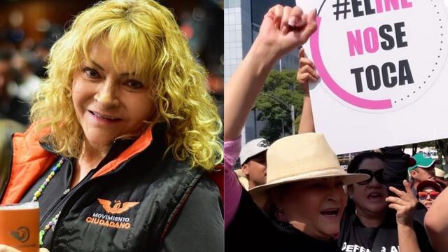 Rocío Banquells canta “este INE no se toca” en la marcha del INE