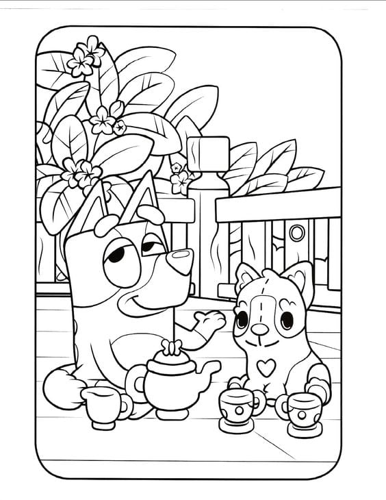 Dibujos de Bluey otoño para colorear