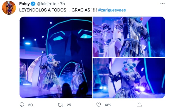 Faisy agradece apoyo durante su participación en ¿Quién es la máscara 2021?