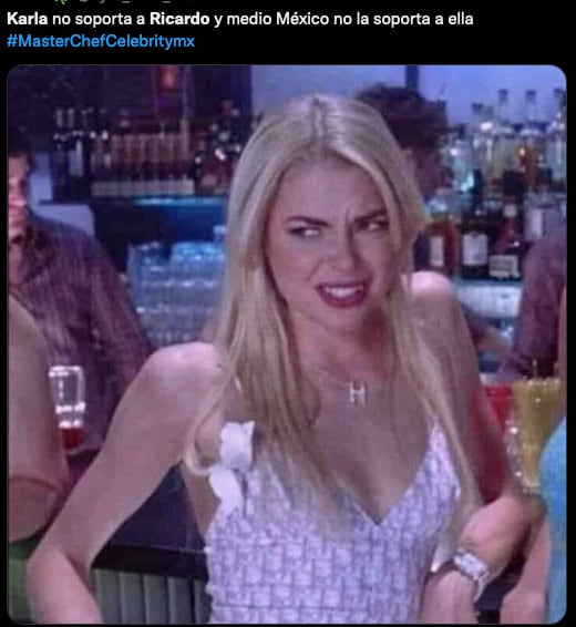 Meme de Karla Sofía Gascón en MasterChef Celebrity.