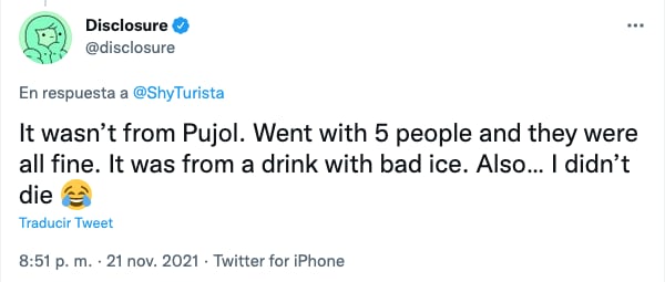 Integrante de Disclosure se indigestó