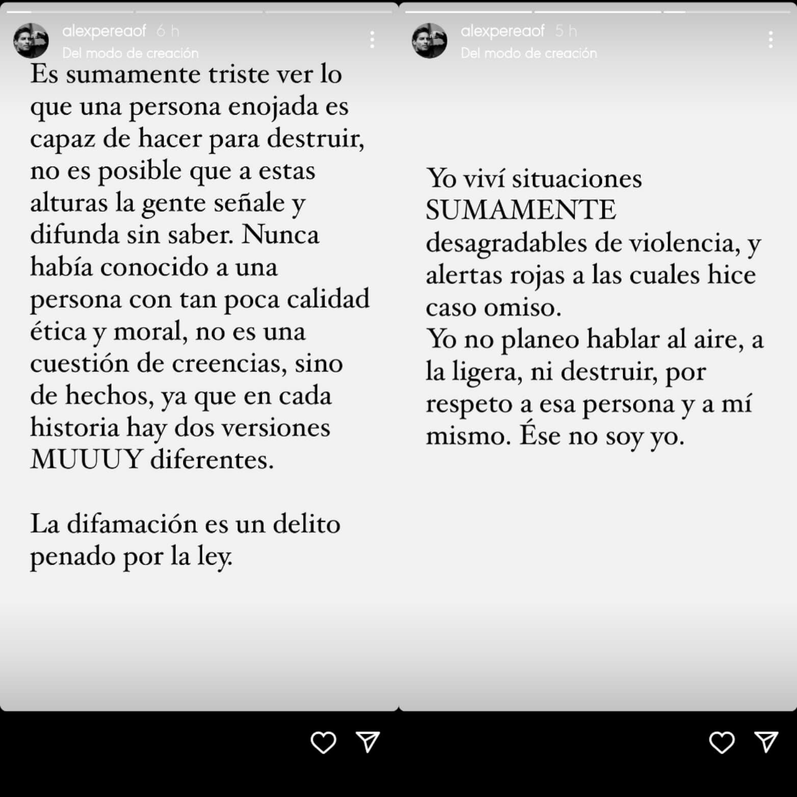 Álex Perea habla sobre acusación de violencia.