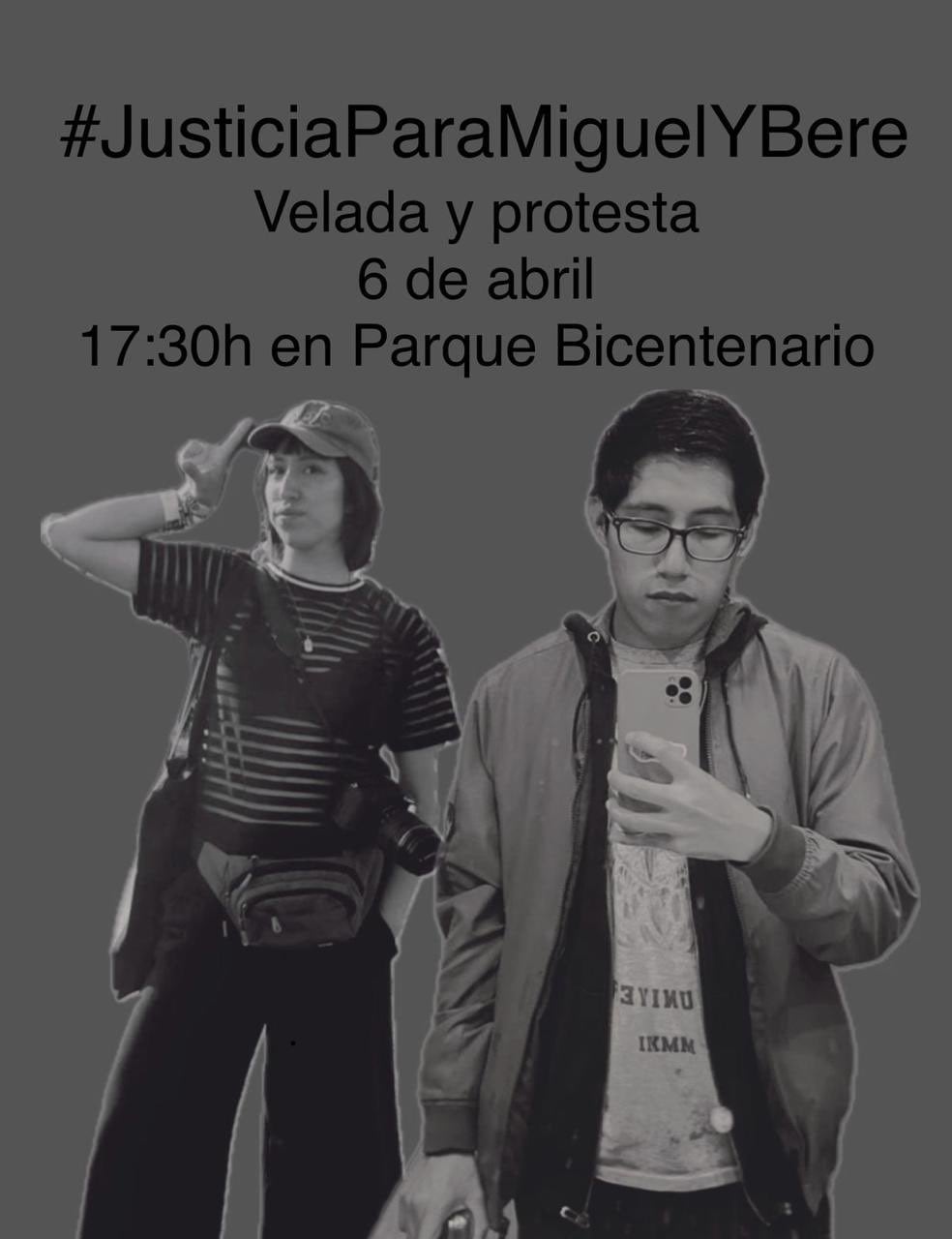 Velada y protesta a Miguel Ángel Rojas Hernández y Berenice Giles Rivera