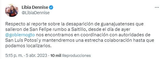 Secretaria de Gobierno sobre la desaparición de 23 personas en San Luis Potosí