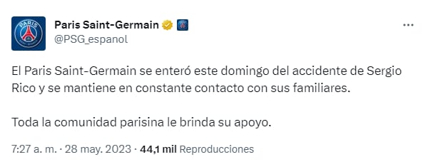 El PSG lamenta accidente de su portero