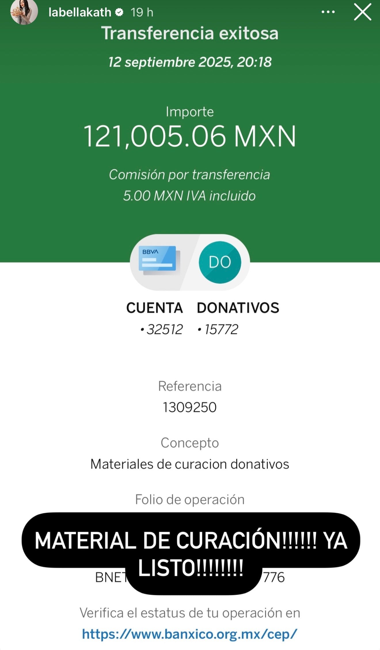 Bellakath compra material de curación para víctimas de explosión en Iztapalapa
