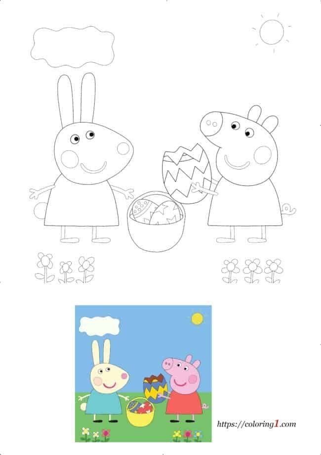 Dibujos de Peppa Pig de Pascua para colorear antes de Semana Santa