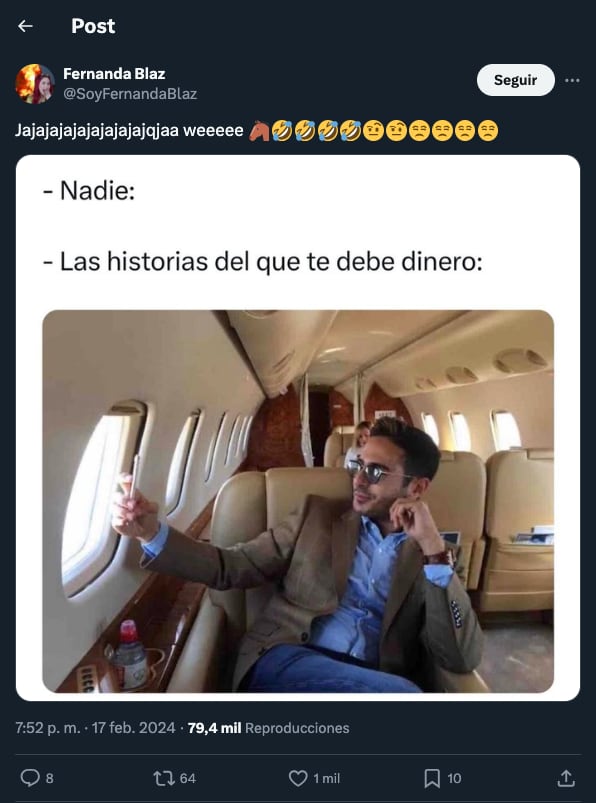 Fernanda Blaz también acusaría a Werevertumorro de deberle dinero
