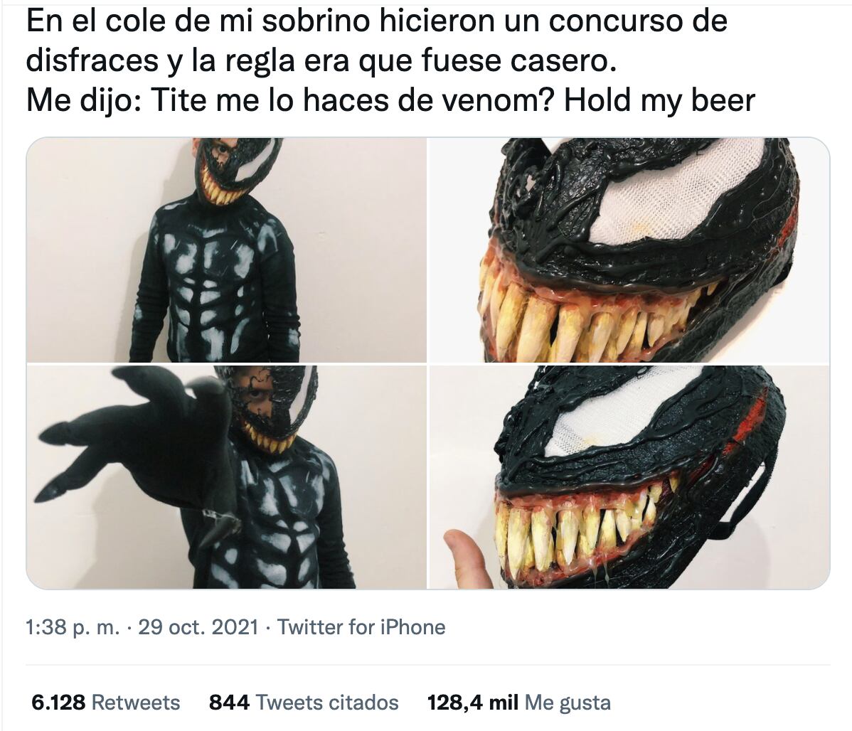 Disfraz de Venom se hace viral en Twitter