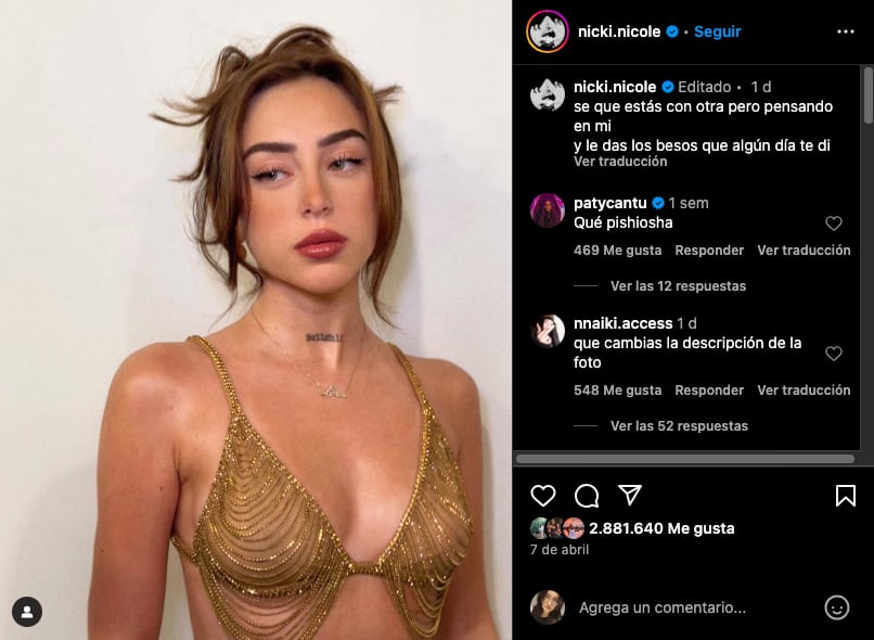 Nicki Nicole responde con indirectas a la supuesta nueva relación de Peso Pluma