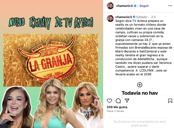 TV Azteca prepara reality show "La Granja"