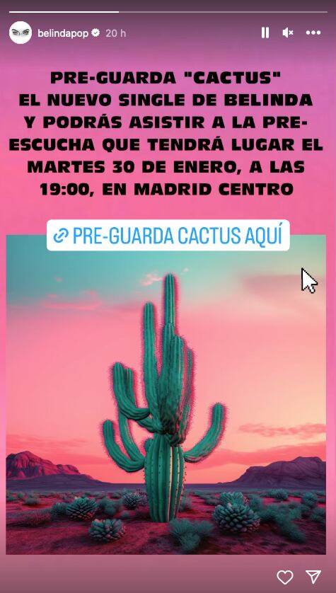 Belinda anuncia que su nueva canción se podrá preescuchar.