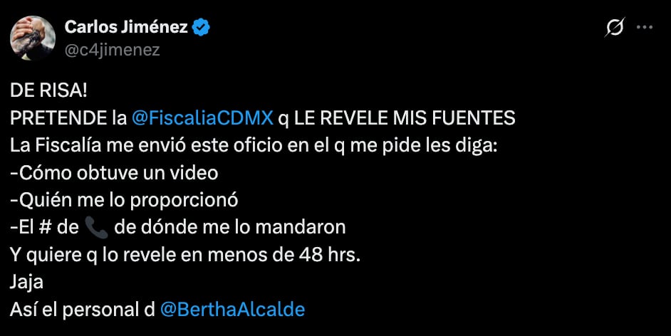 C4 Jiménez se burló de la solicitud de la Fiscalía de la CDMX