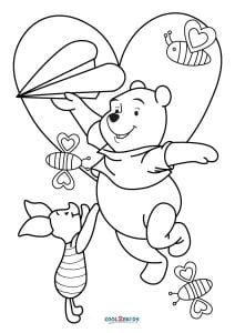 Plantillas para colorear en San Valentín: Winnie Pooh y Piglet