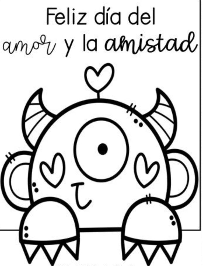 Monstruo de San Valentín para colorear