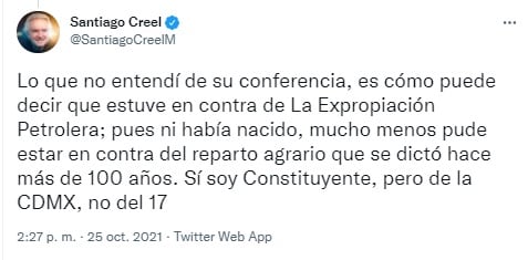 Santiago Creel sigue pelea con AMLO