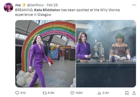 Memes por la desaparición de Kate Middleton en el mundo Willy Wonka