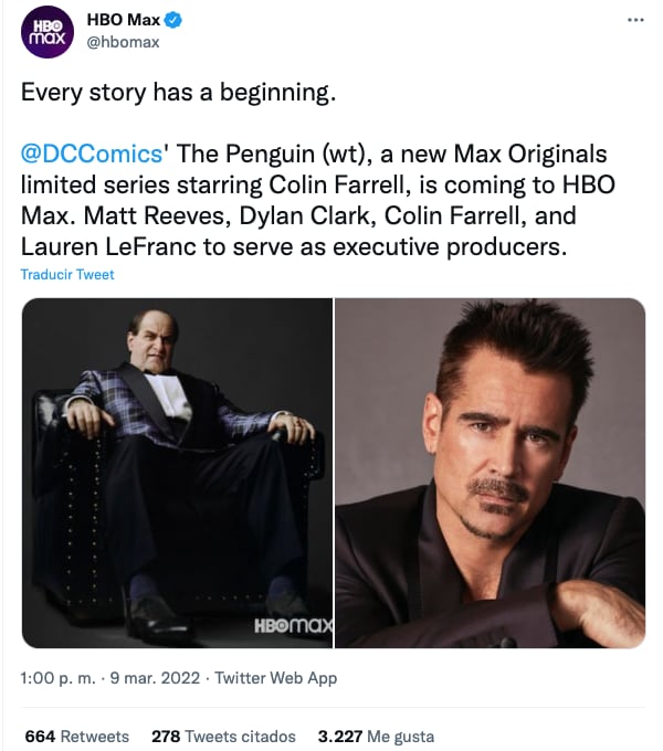 HBO Max confirma serie spin-off del Pingüino