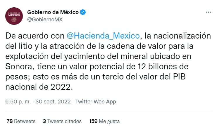Multi millonario valor que tiene la nacionalización del litio en México