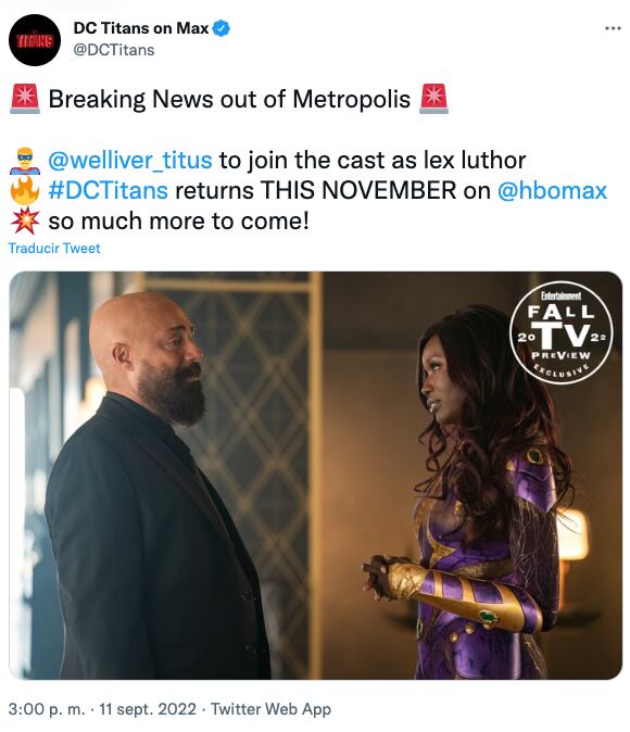 Titus Welliver se une a Titans como Lex Luthor