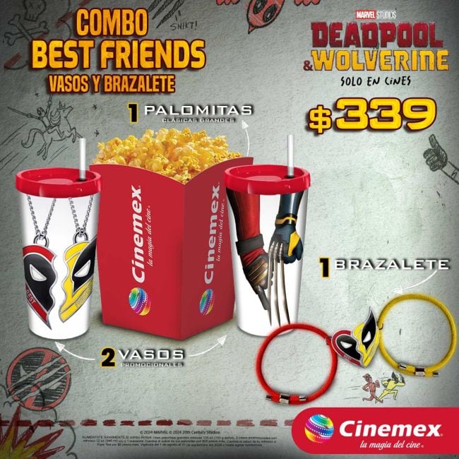 Combo Best Friends de Deadpool & Wolverine en Cinemex