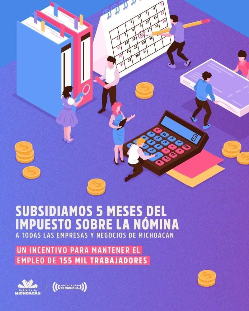 Anuncian subsidios a impuestos sobre nómina.