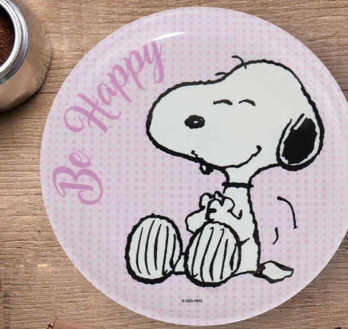 Plato de Plástico Snoopy, Peanuts, Color Rosa
