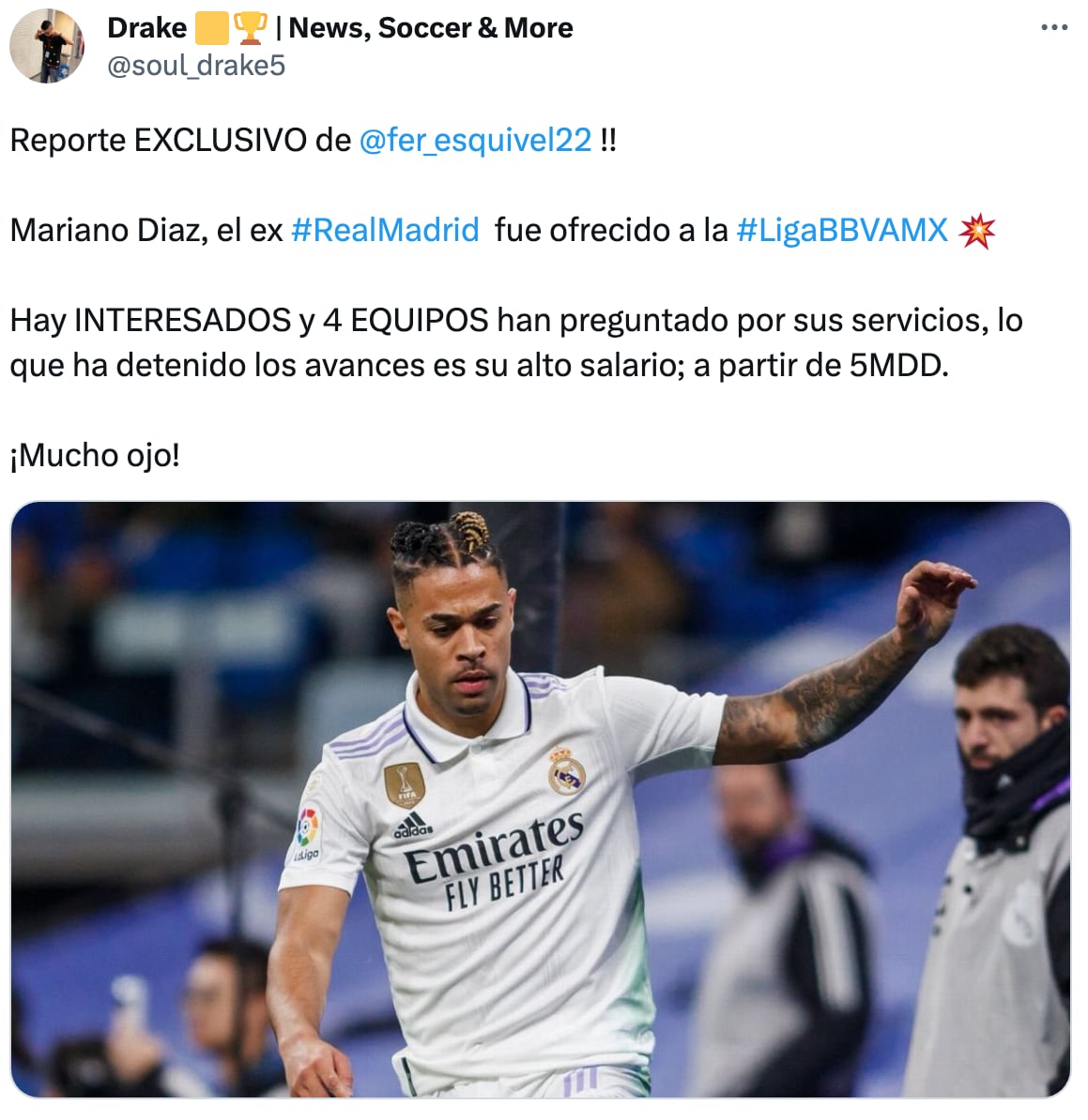 Ex del Real Madrid interesa en la Liga MX