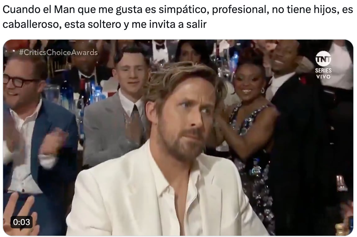 Los mejores memes de Ryan Gosling en los Critics Choice Awards