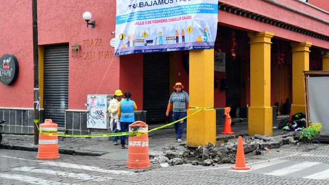 Coyoacán rehabilita banquetas de su centro histórico