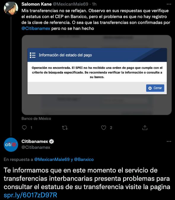 Banamex presenta fallas en su banca móvil.