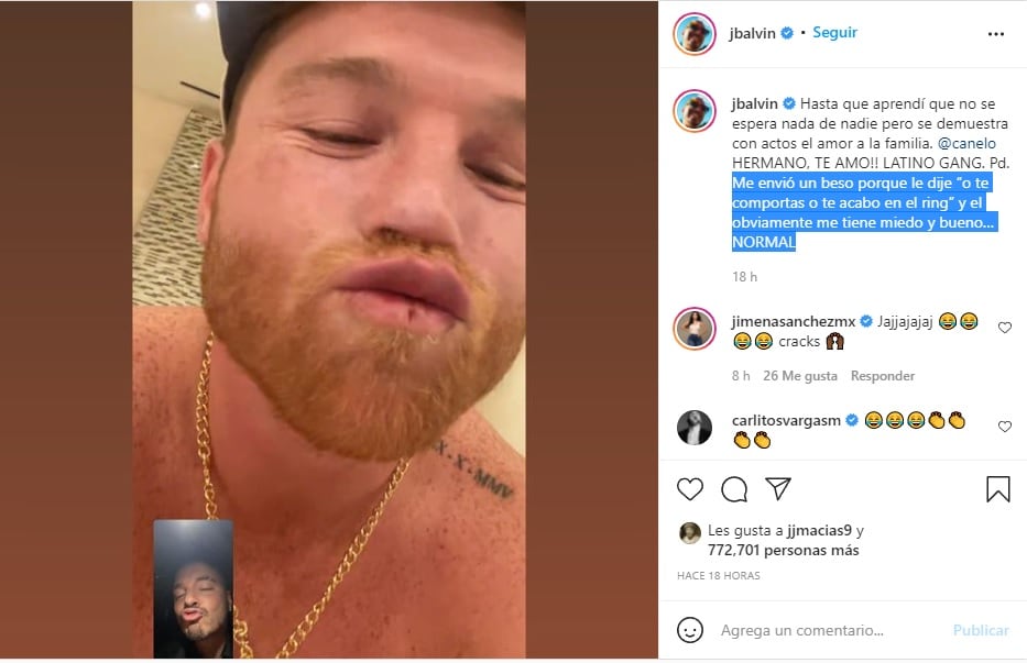 Canelo Álvarez y J Balvin