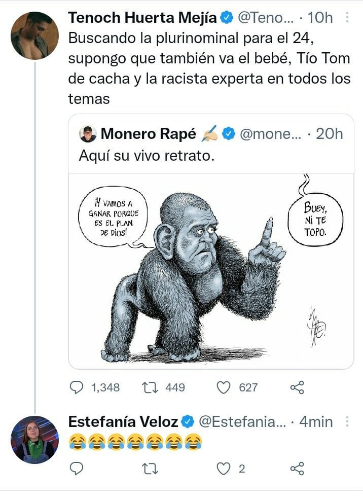 Tuit de Tenoch Huerta sobre Tumbaburros