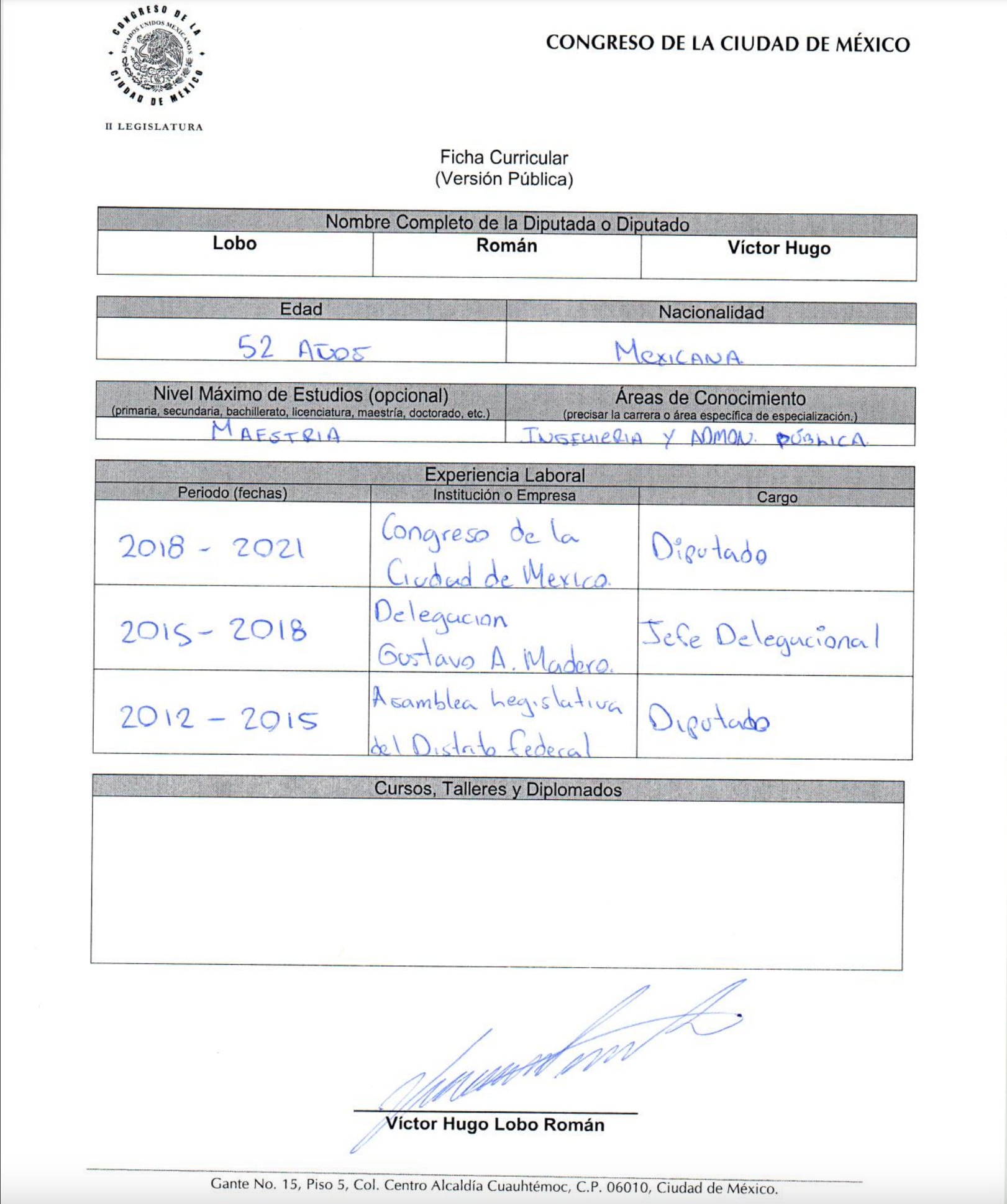 Diputado Víctor Hugo Lobo, aspirante a jefe de gobierno