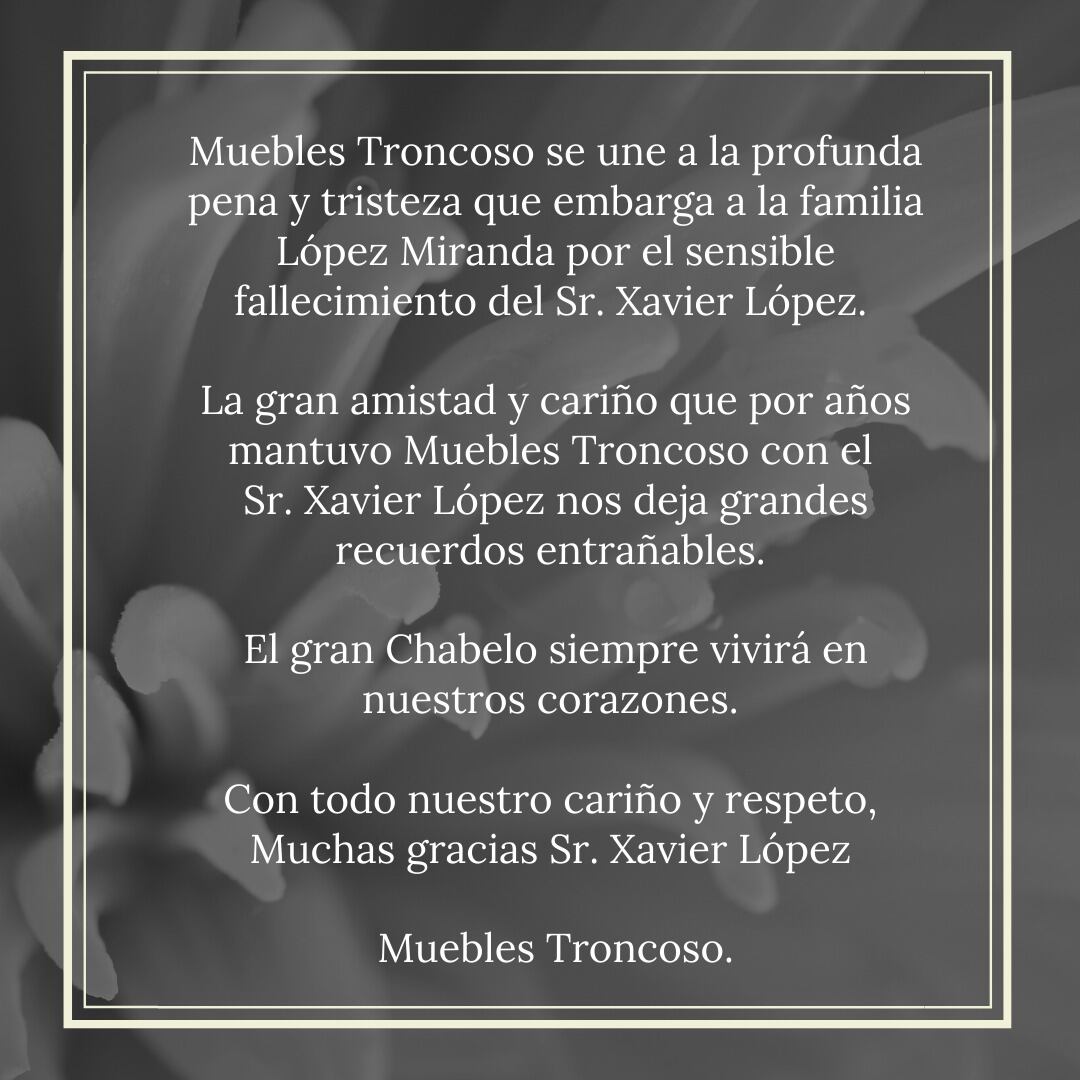 Muebles Troncoso sobre la muerte de Chabelo