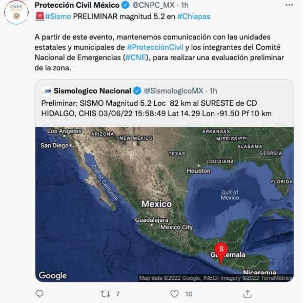 Protección Civil inició protocolo por sismo de 5.2 grados en Chiapas